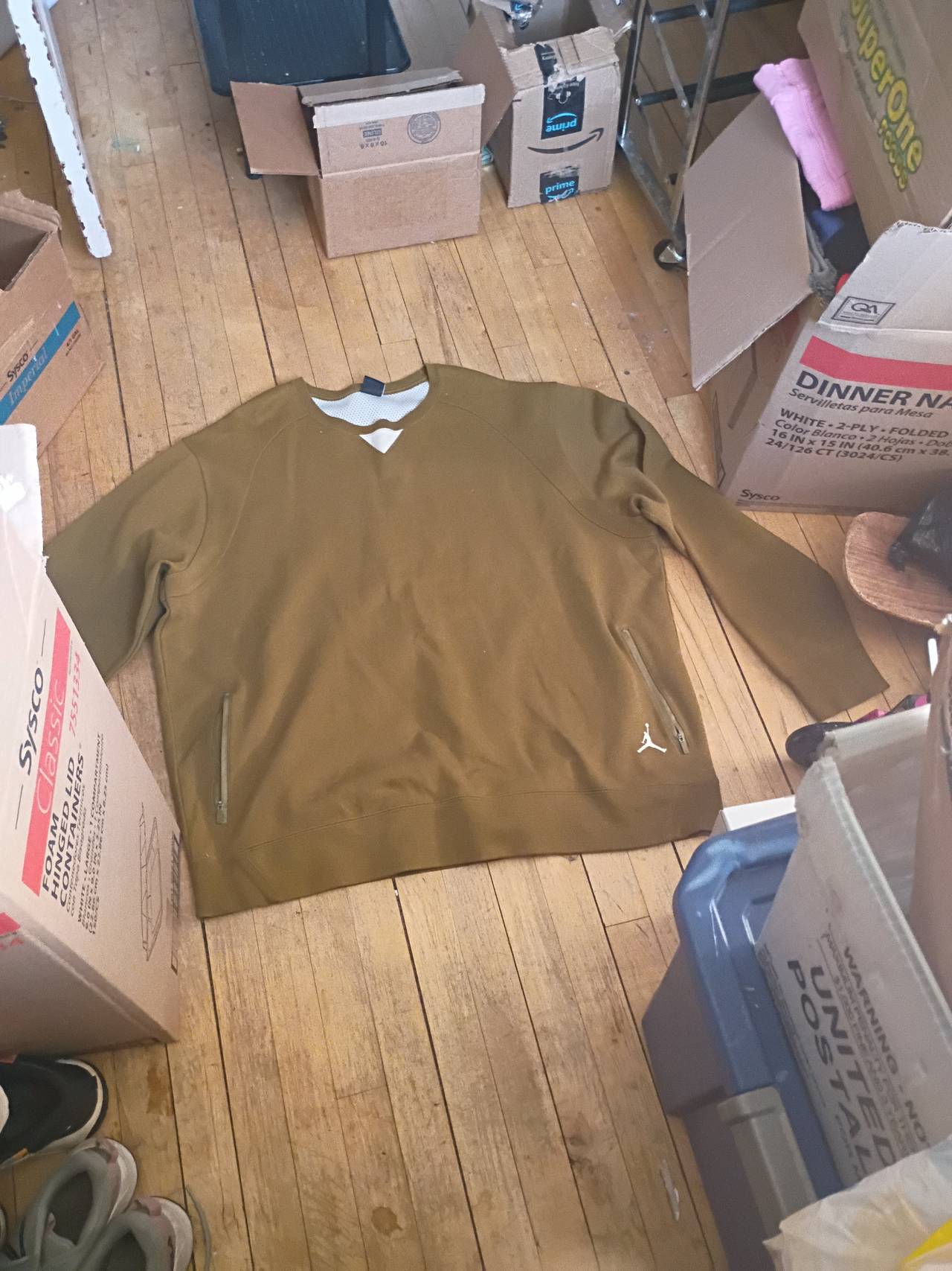 Jordan Brand Olive Green Crewneck Sweatshirt with Zipper Pockets