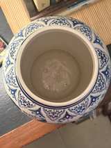 Blue and White Koi Fish Porcelain Ginger Jar with Lid - Image 4