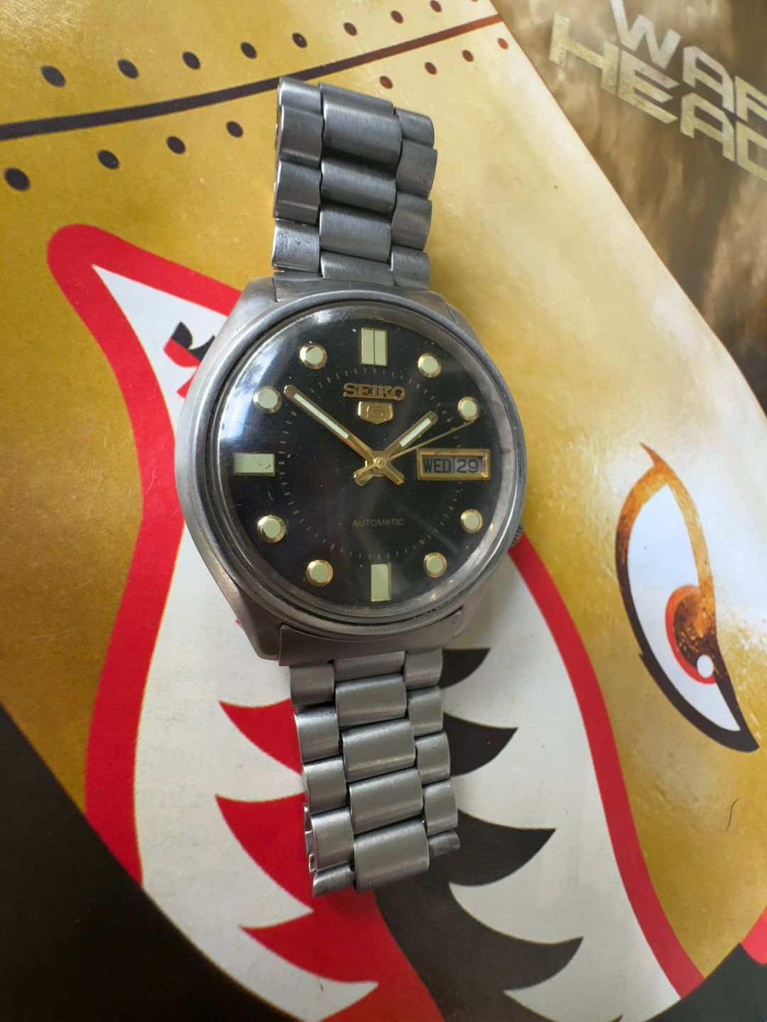 Seiko 5 Automatic Vintage Men's Watch Black Dial Stainless Steel