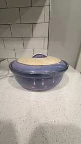 Vintage Ceramic Casserole Dish with Ornate Metal Stand - Image 6