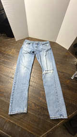 Levi's 512 Straight Fit Blue Denim Jeans 34x32 Distressed - Image 2