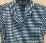 Denim & Co. Gingham Seersucker Short Sleeve Shirt - Image 1