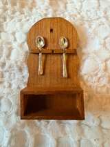 Vintage Japan Dollhouse Miniature Wooden Spoon Rack with 2 Spoons - Image 5