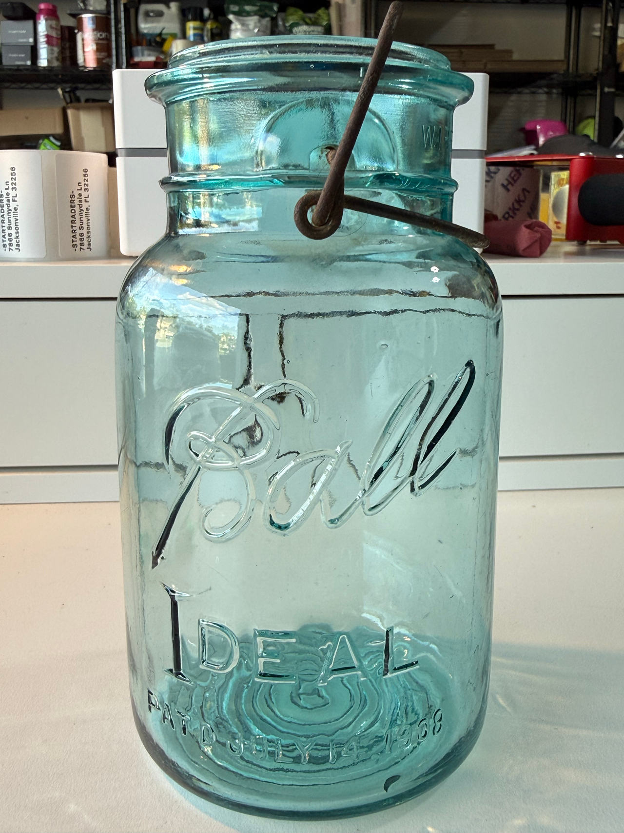 Ball Ideal Aqua Blue Half Gallon Mason Jar