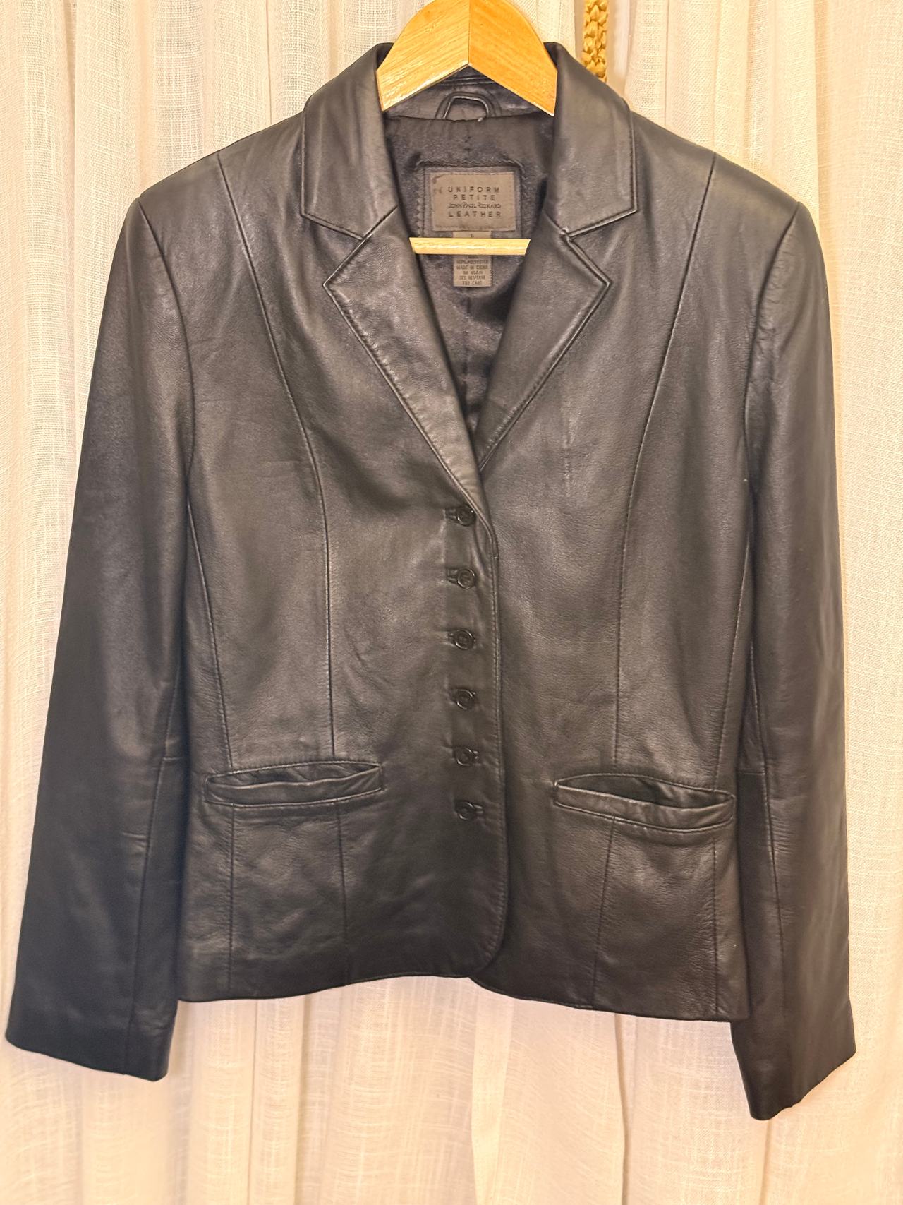John Paul Richard Petite Lamb Leather Moto Jacket Black (SUPER soft)