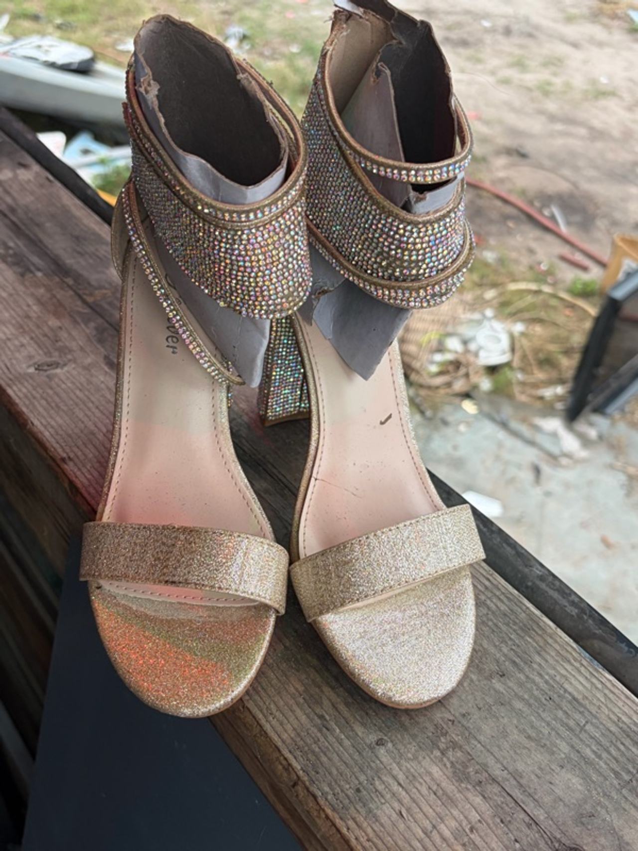 Gianni Bini Gold Dust Jeweled Heels