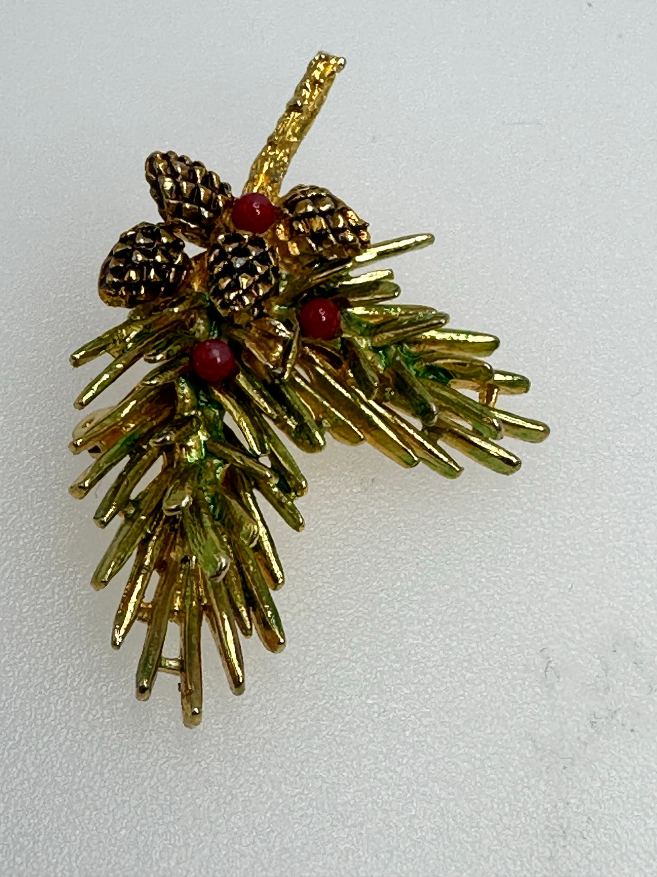 Vintage Christmas Pinecone Brooch Signed ART