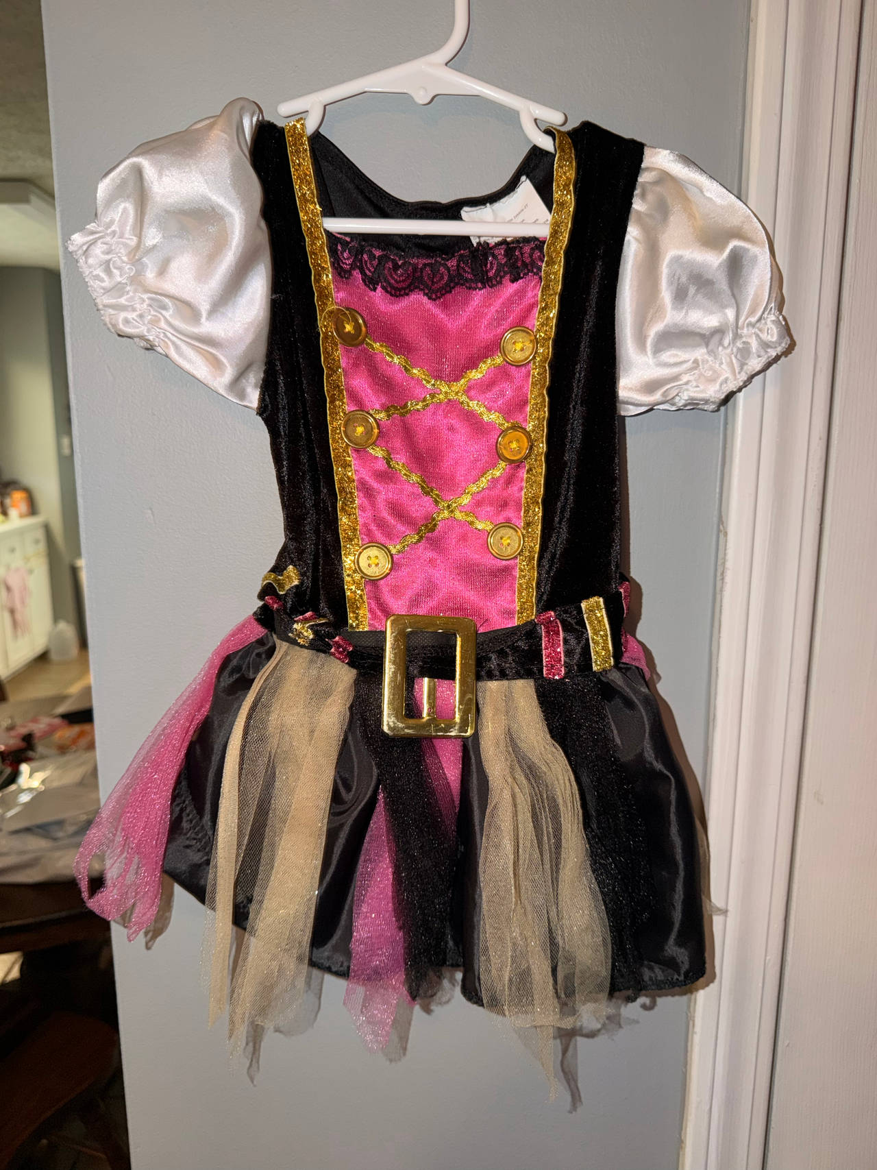 Girls Pink and Black Pirate Dress Costume