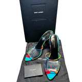 Saint Laurent Lolita Flower Print Sandal Heel New - Image 1
