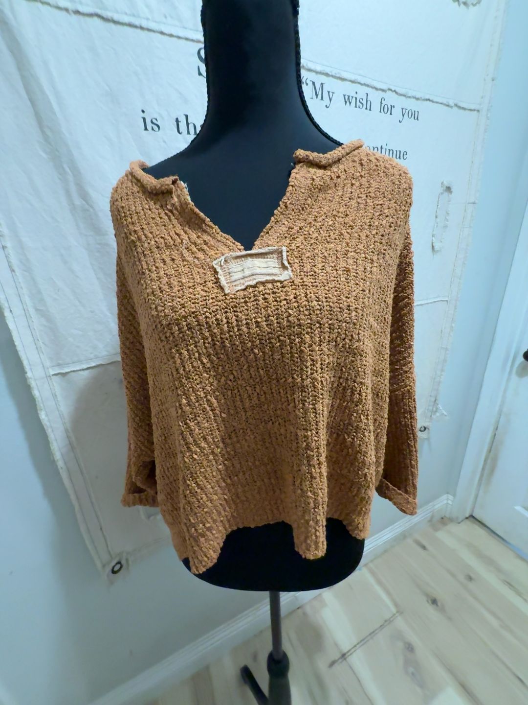 ILLA ILLA Cropped Cable Knit Light Burnt Orange Sweater