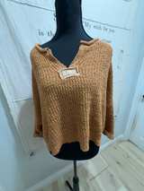 ILLA ILLA Cropped Cable Knit Light Burnt Orange Sweater - Image 1