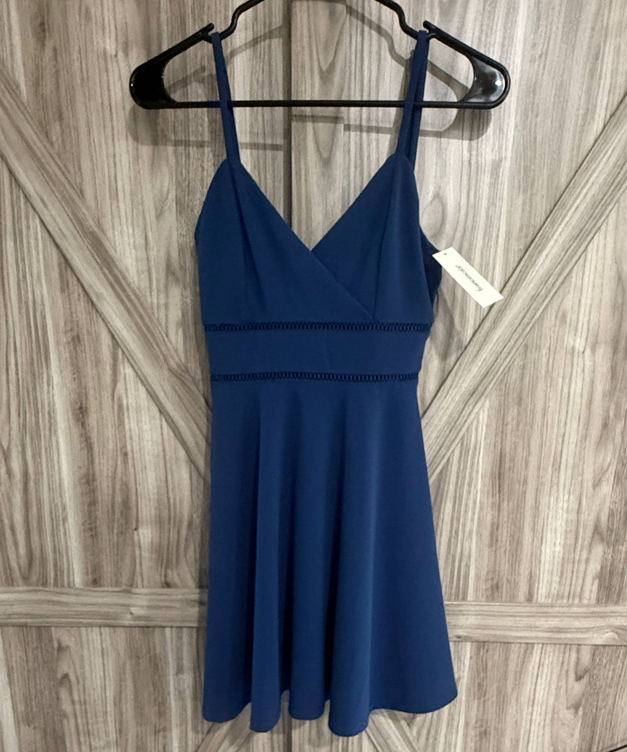 Francesca's Jun & Ivy Navy Blue Lace Fit and Flare Dress