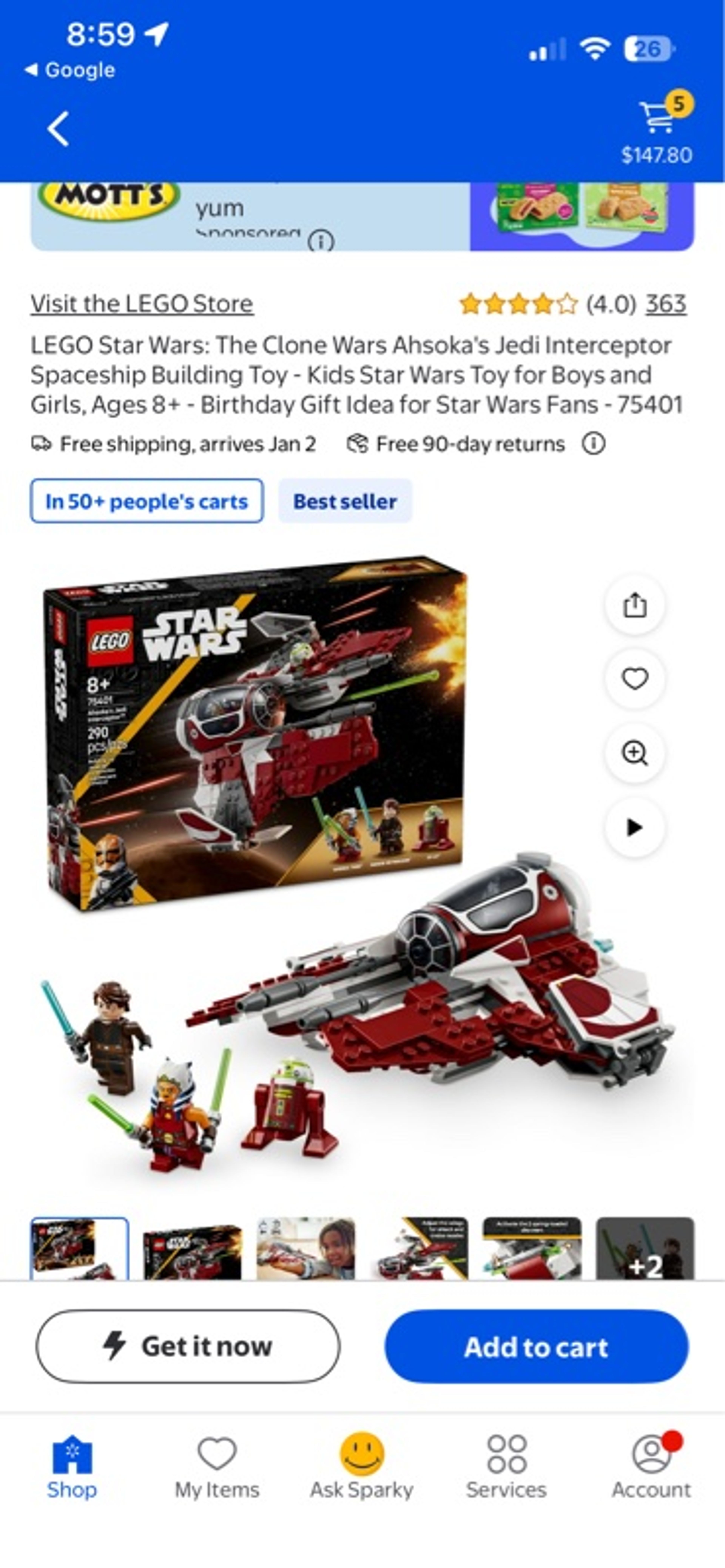LEGO Star Wars Ahsoka's Jedi Interceptor 75401