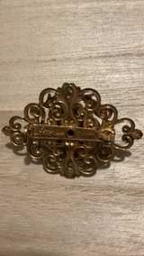 Vintage Gold Tone Rhinestone Cameo Brooch - Image 2
