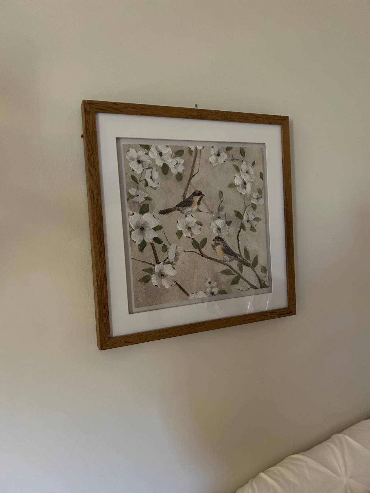 framed bird and flower wall art