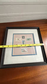 Vintage USPS Civil War Centennial Stamp Enamel Pin Set in Wood Frame - Image 4