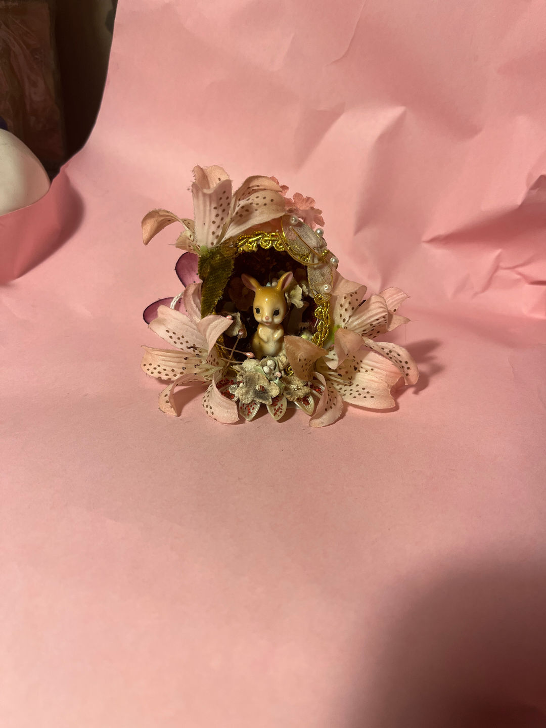 Vintage Bunny Eggshell Diorama Ornament