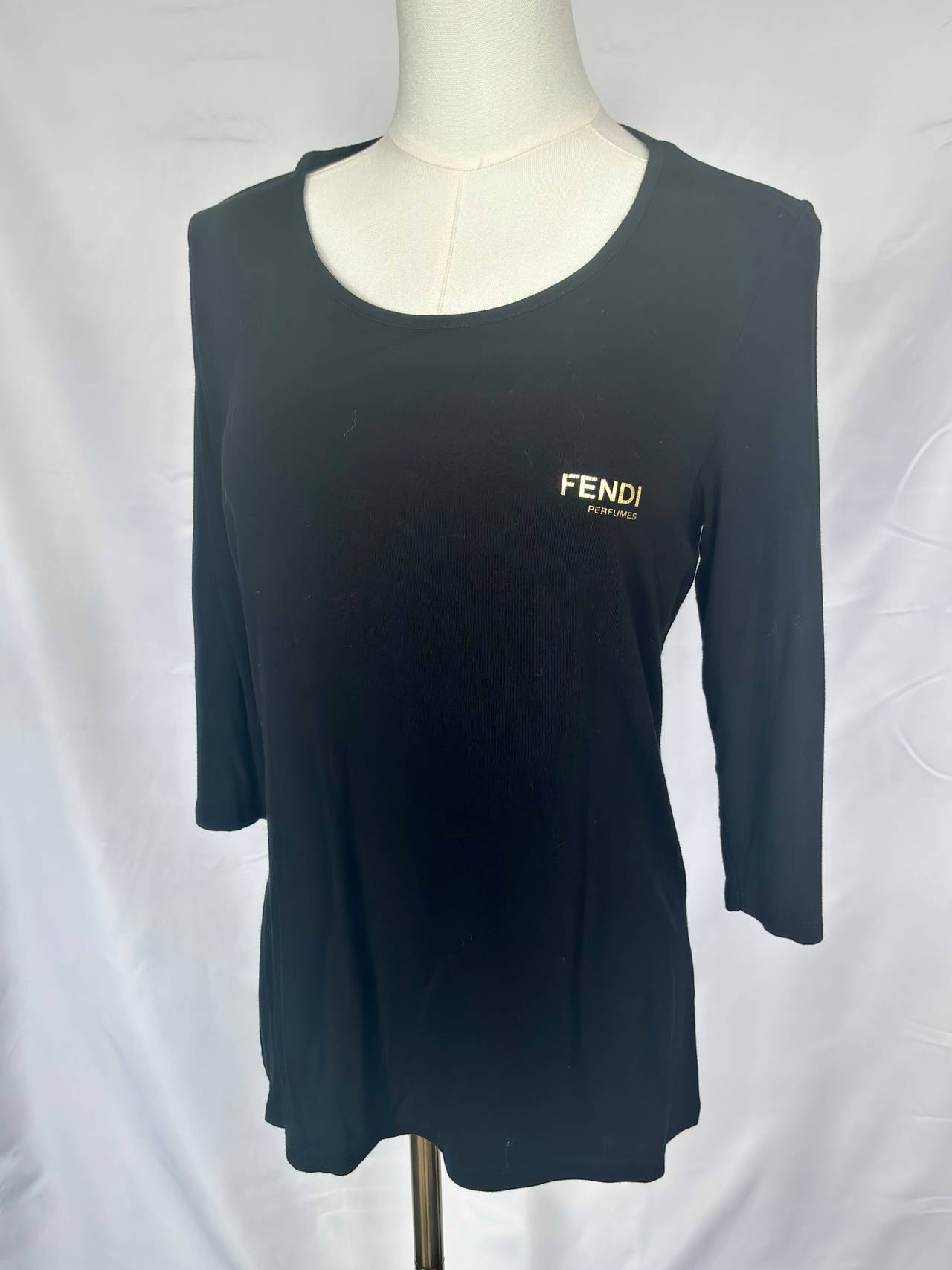 Fendi Perfumes Black 3/4 Sleeve Top