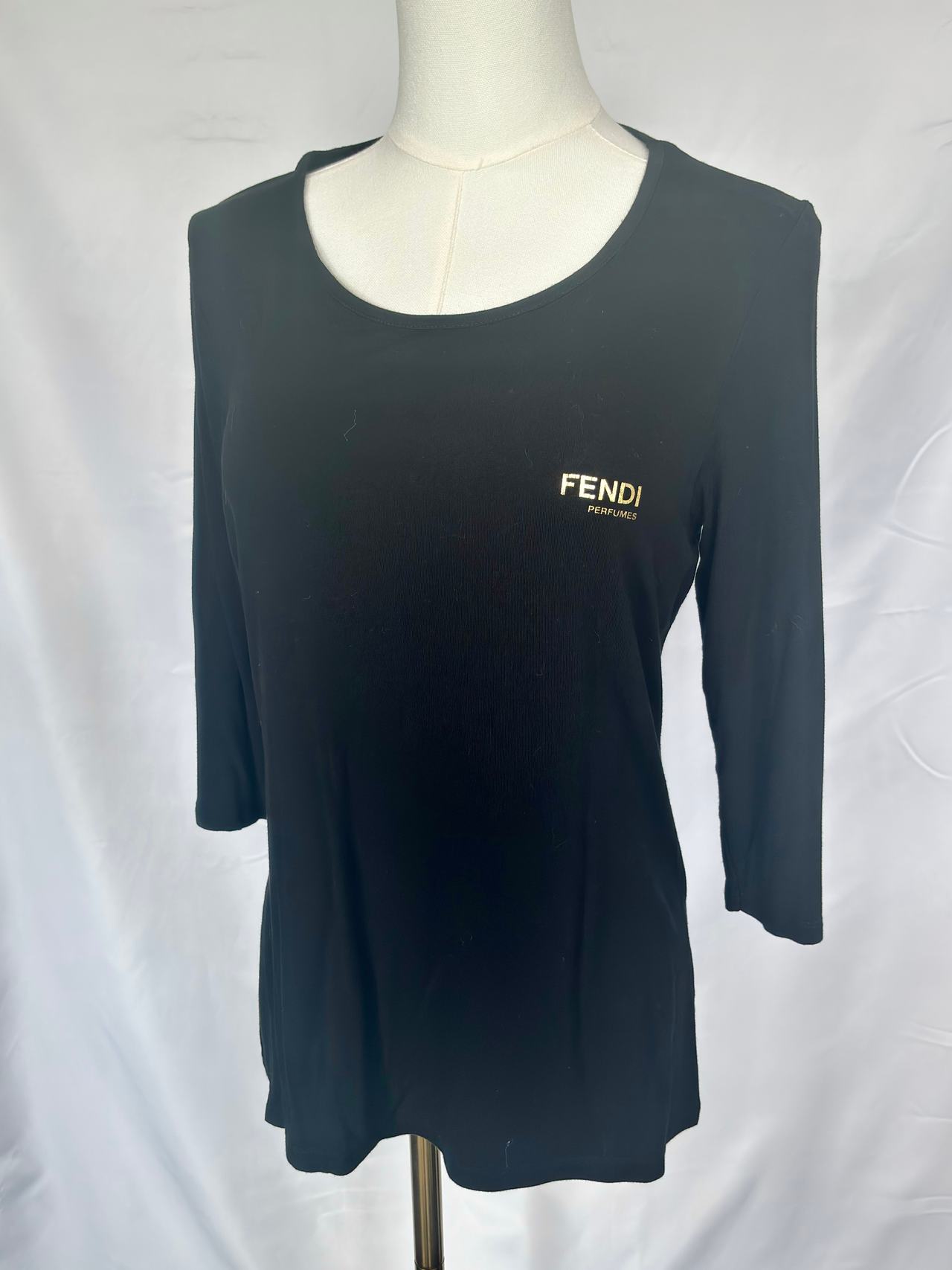 Fendi Perfumes Black 3/4 Sleeve Top