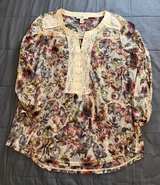 Vintage America Blues Floral Lace Henley Blouse - Image 4
