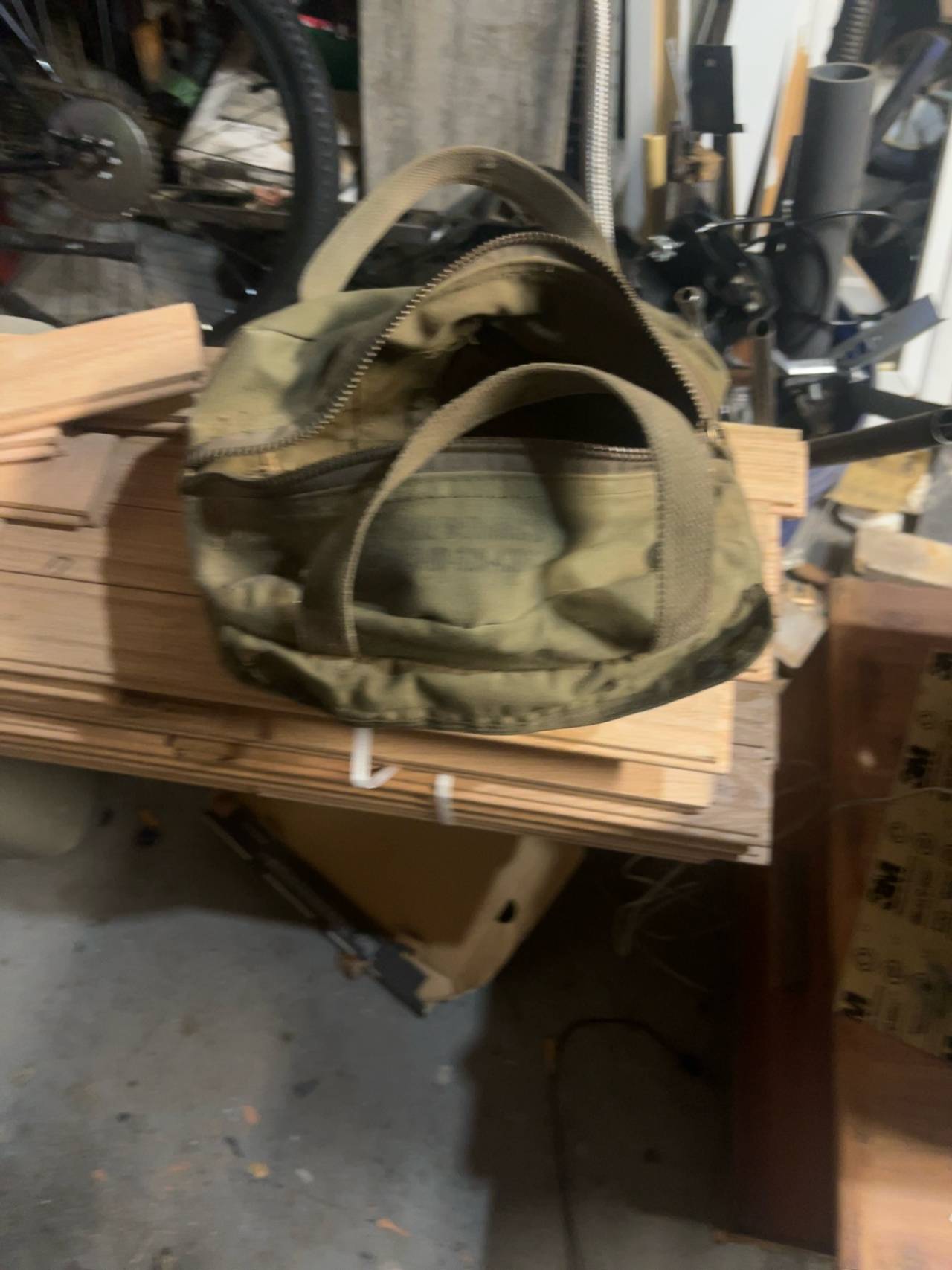 Vintage WW2 Olive Green Canvas Duffle Satchel Bag