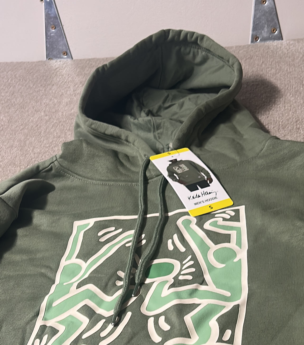 Keith Haring Men's Graphic Hoodie Olive Green
