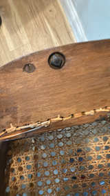 Antique Pressed Back Oak Chair with Cane Seat - Image 8