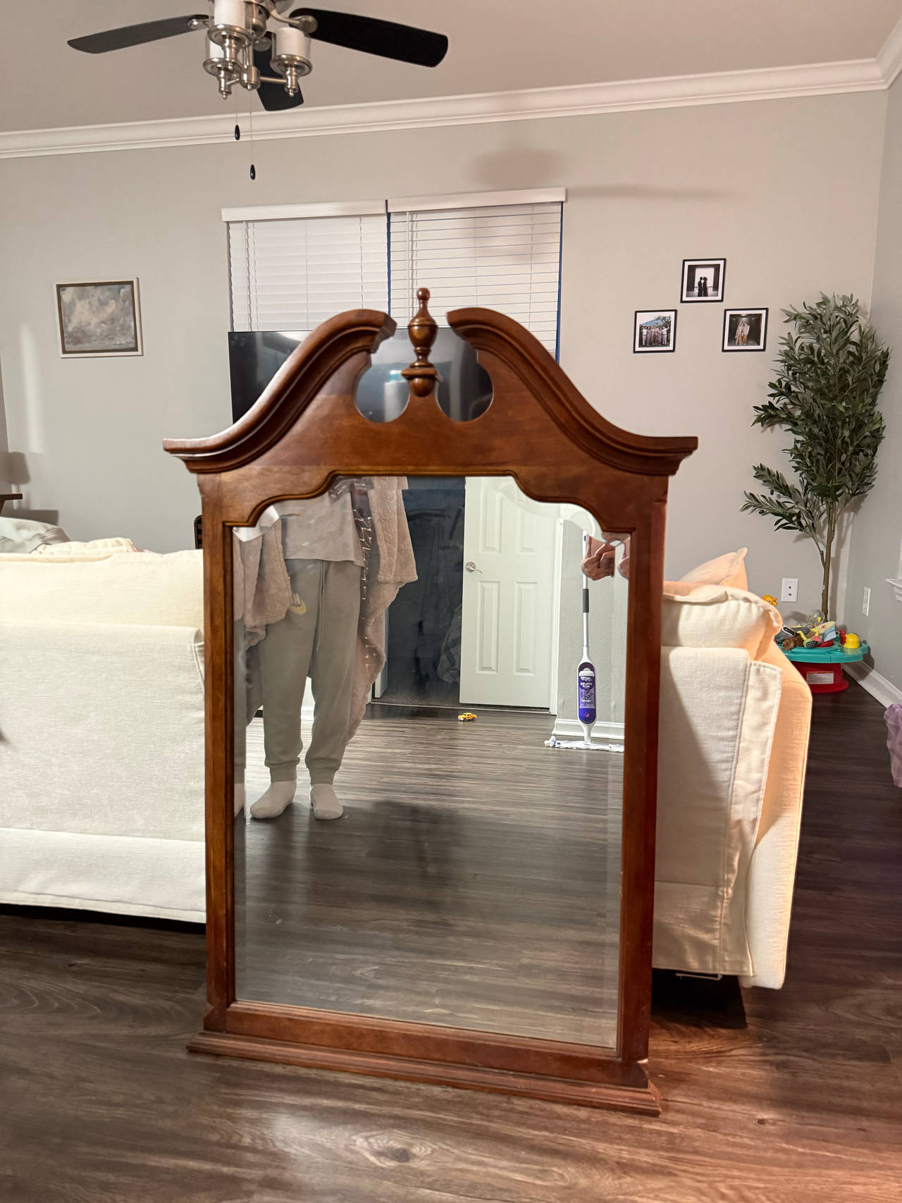 Vintage Chippendale Style Wood Wall Mirror