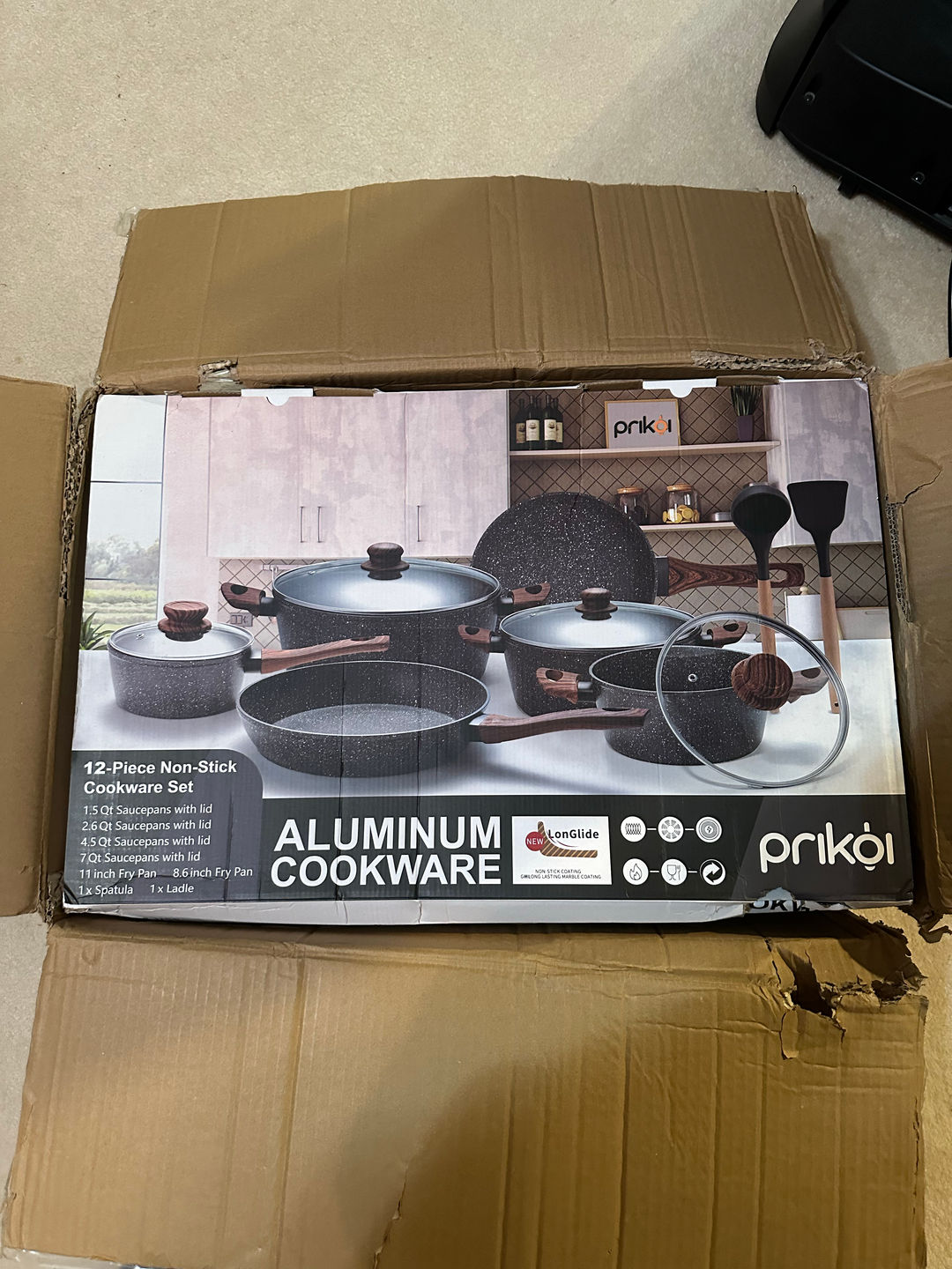 Prikoi 12-Piece Non-Stick Aluminum Cookware Set