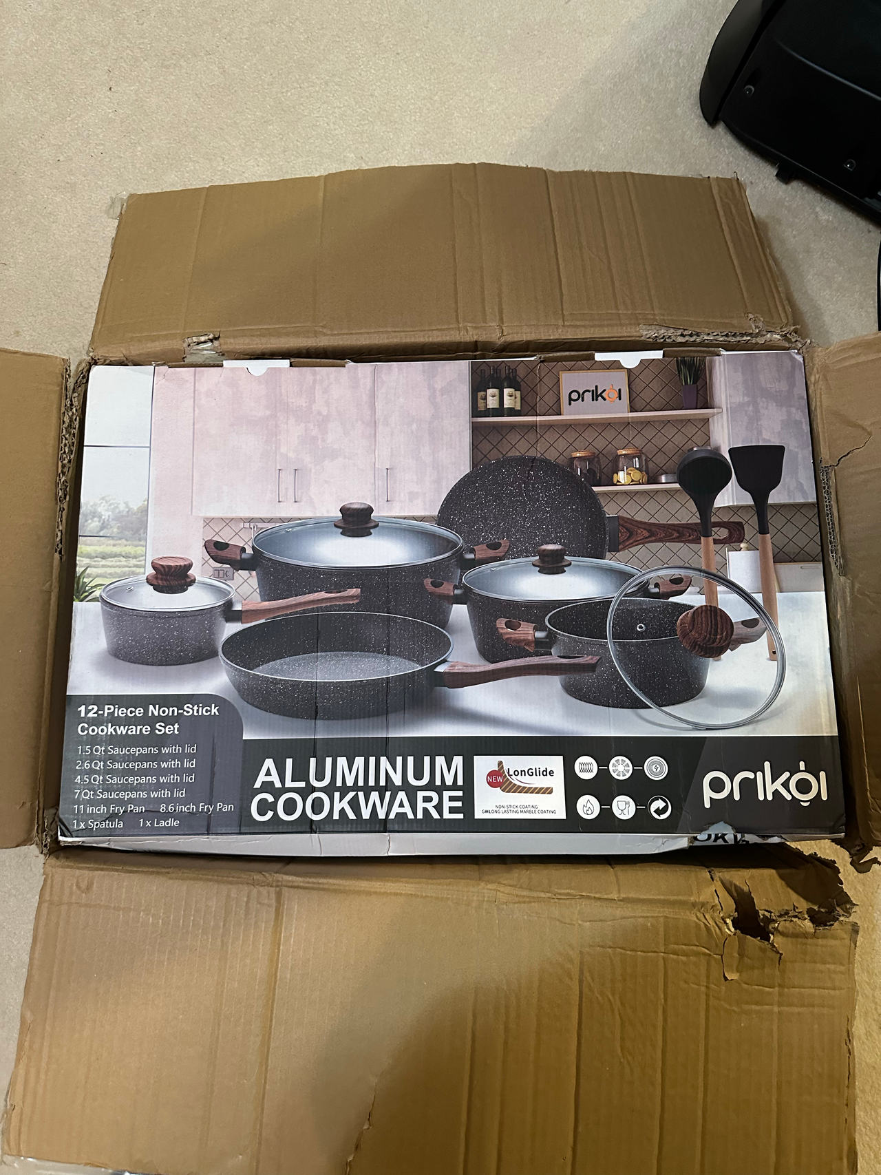 Prikoi 12-Piece Non-Stick Aluminum Cookware Set