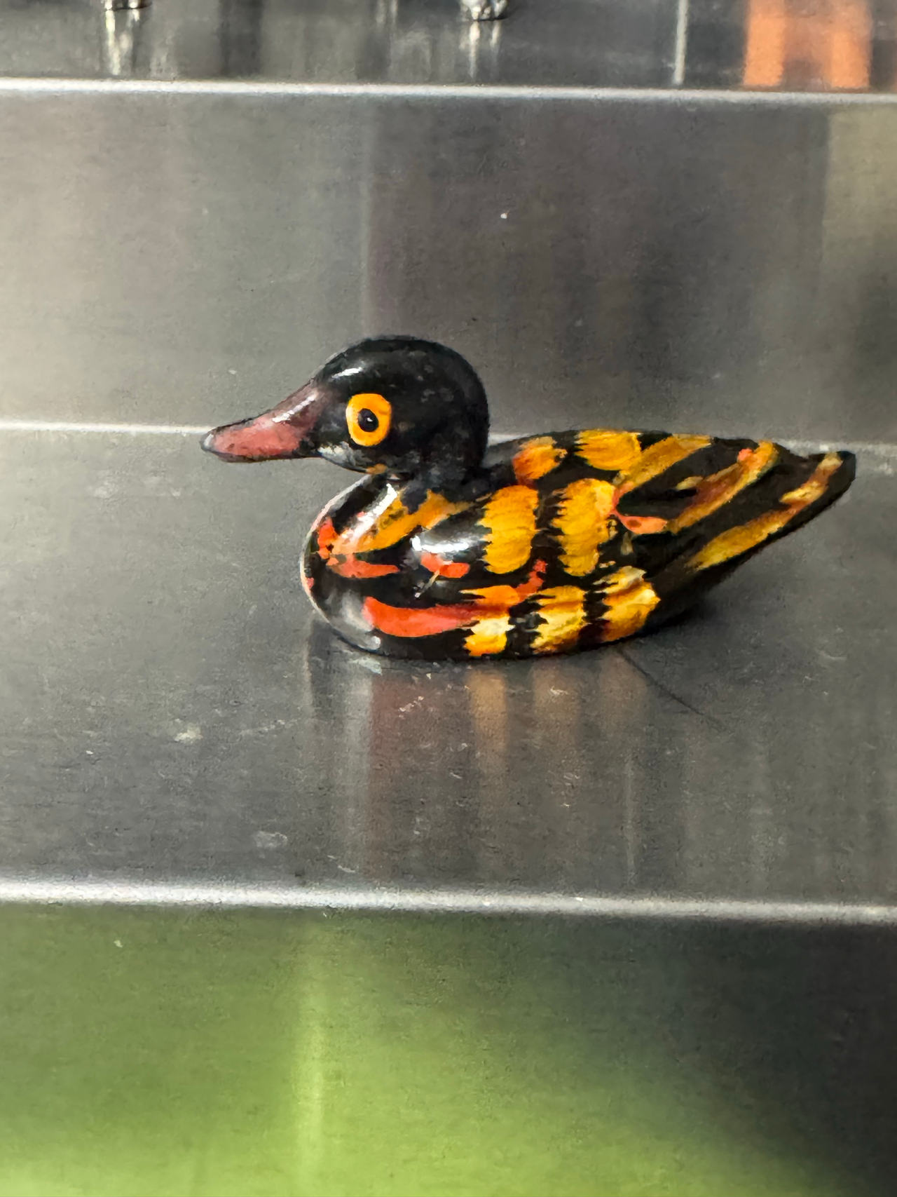 Miniature Hand-Painted Duck Figurine