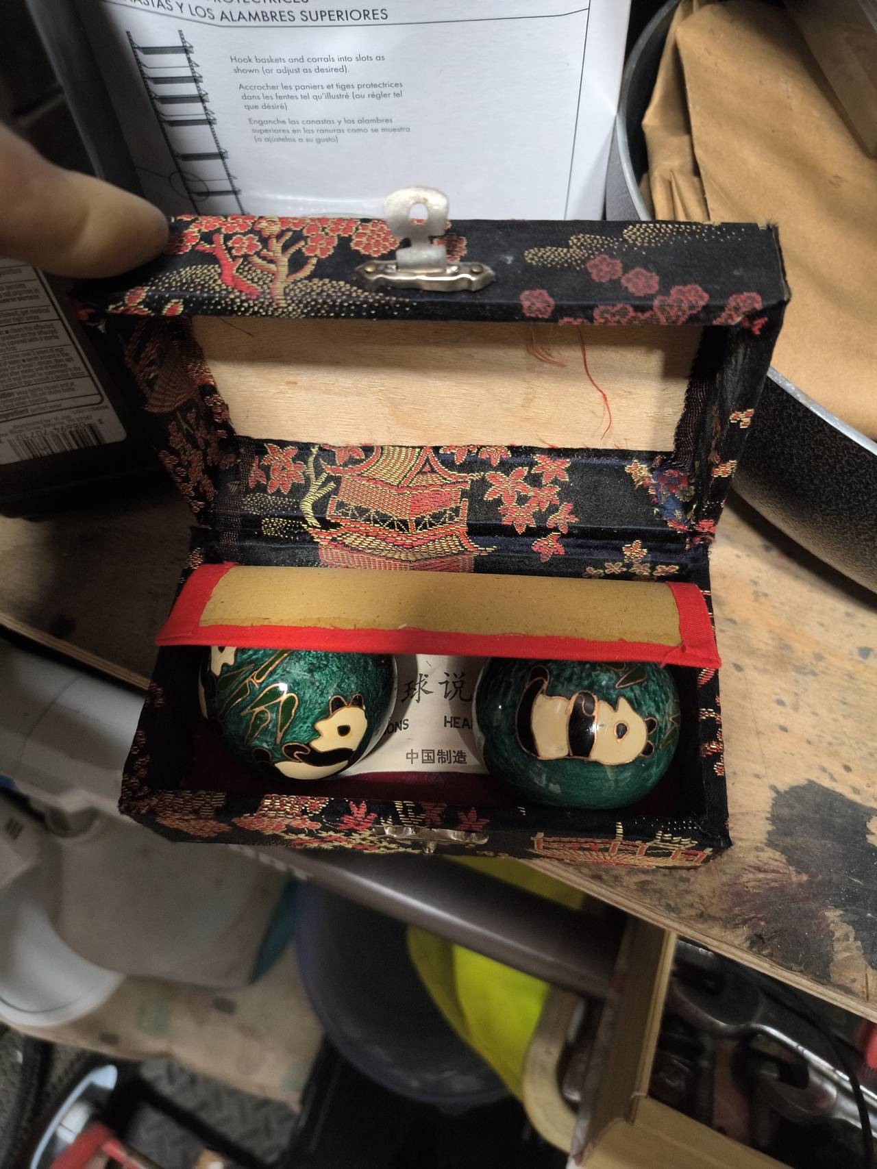 Panda Cloisonne Baoding Balls with Box