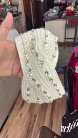 Knit head/ear Warmer with Pearls and Rhinestones - Image 4