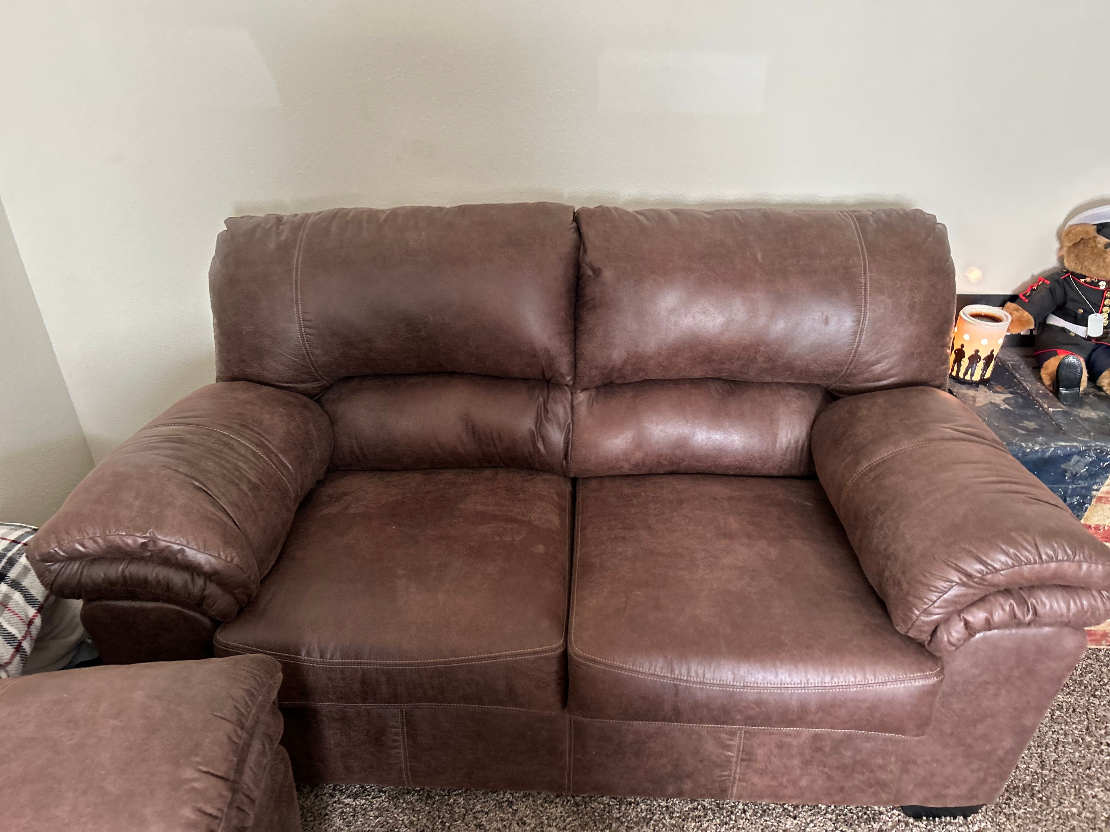 Ashley Bladen Sofa Brown Faux Leather - Image 2