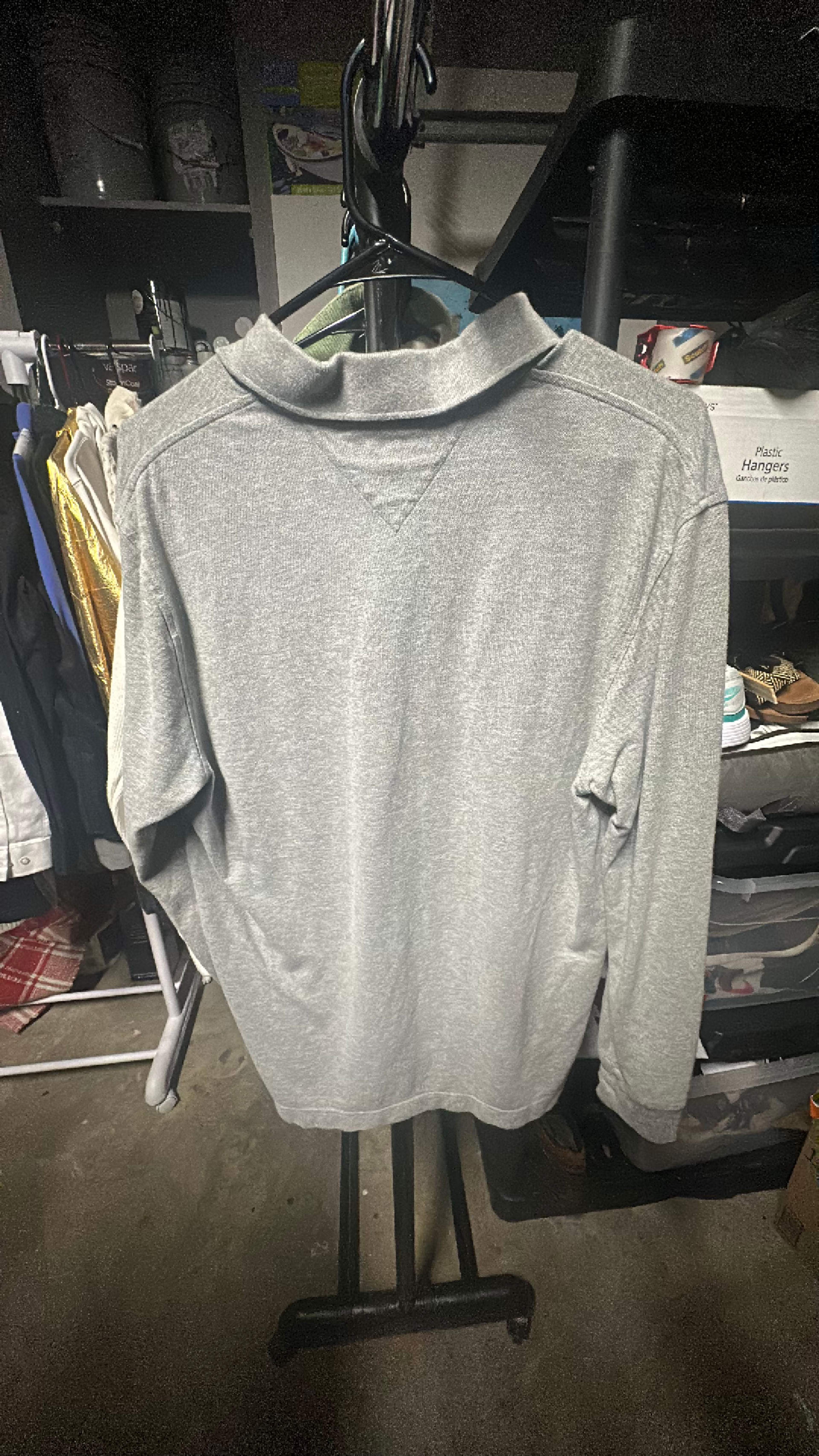 Tommy Hilfiger Grey Long Sleeve Polo Shirt Size Medium - Image 3