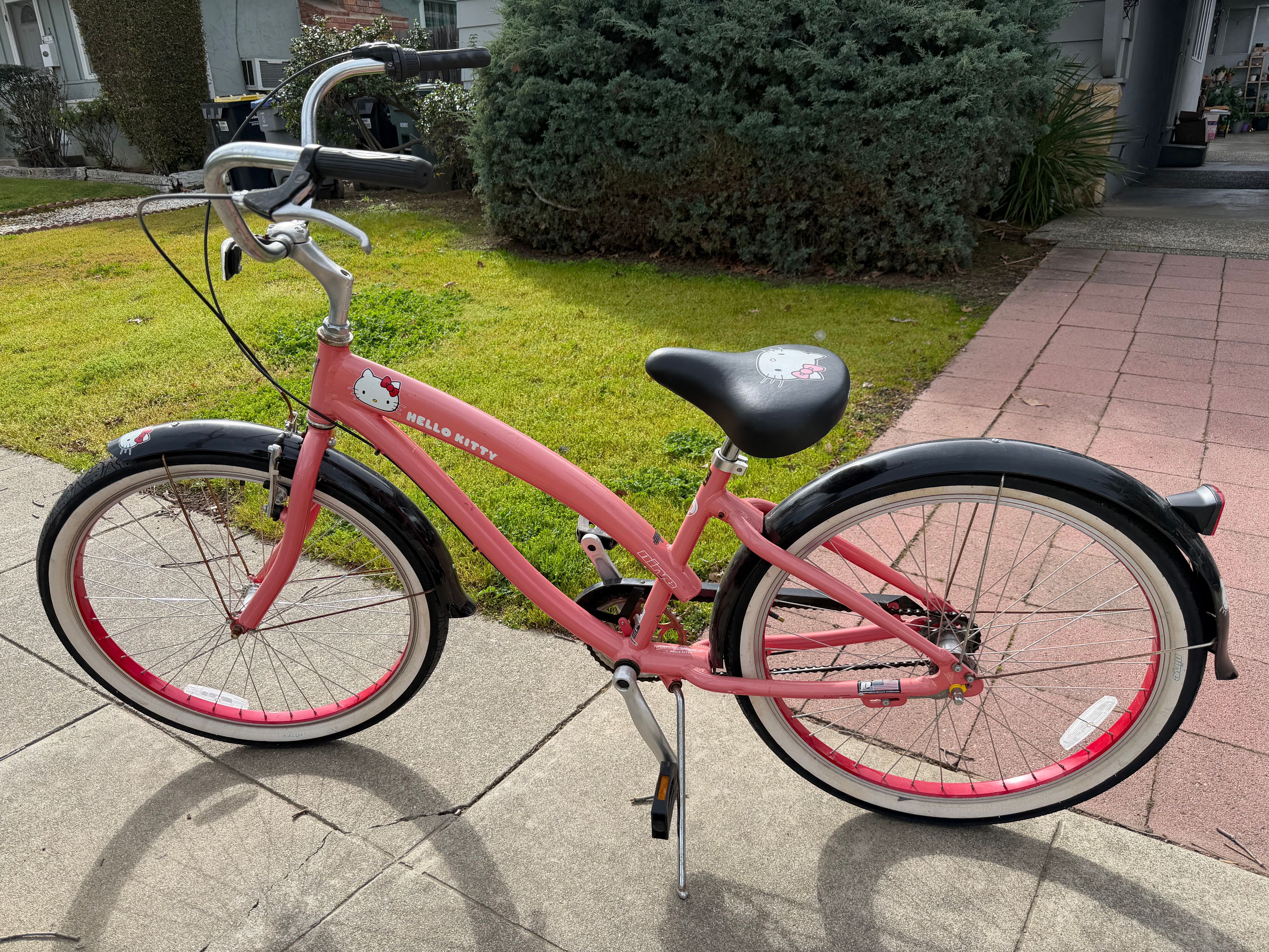 Hello Kitty Beach Cruiser Bicycle Sanrio Pink with triple speed upgrade.