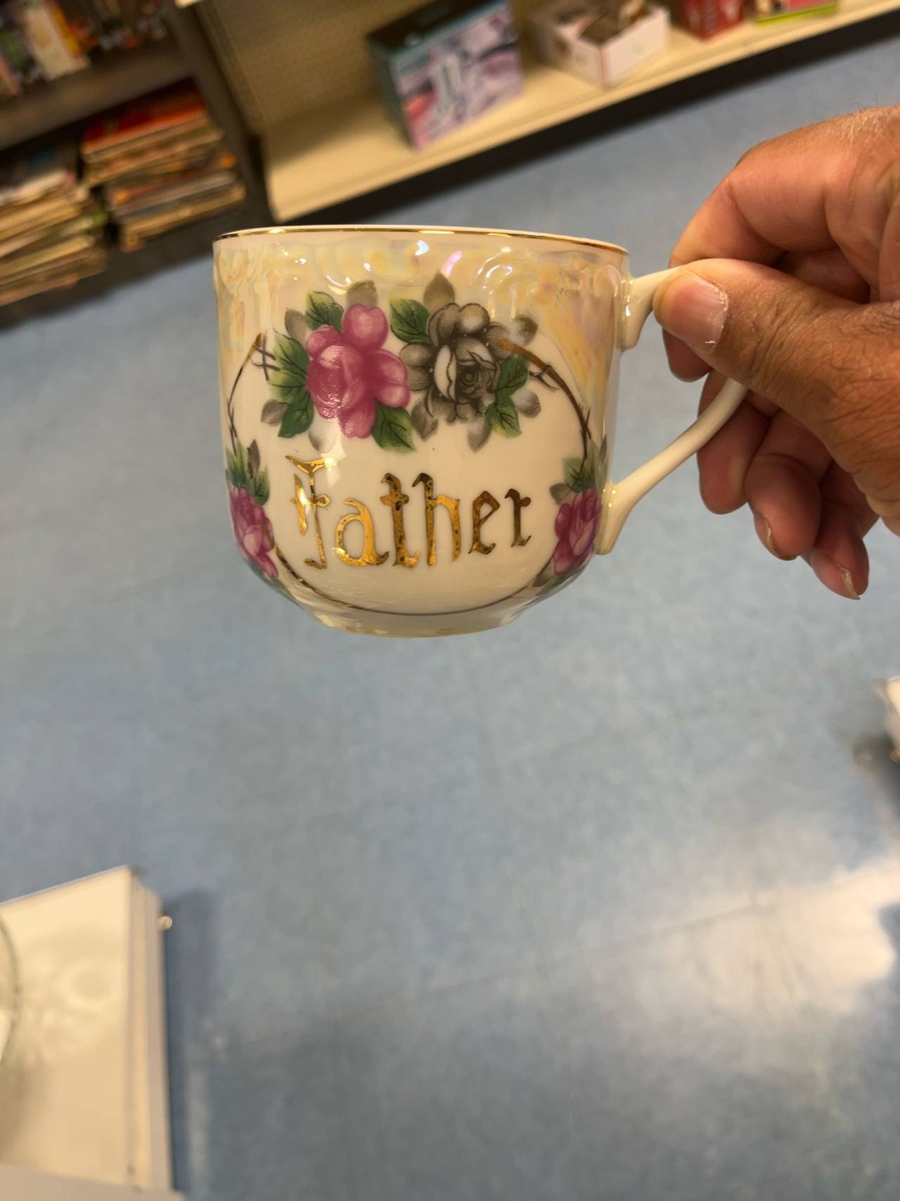 Vintage 'Father' Porcelain Coffee Mug with Saucer