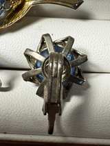 Vintage Blue Crackle Glass Leaf Brooch and Earring Set - Image 5