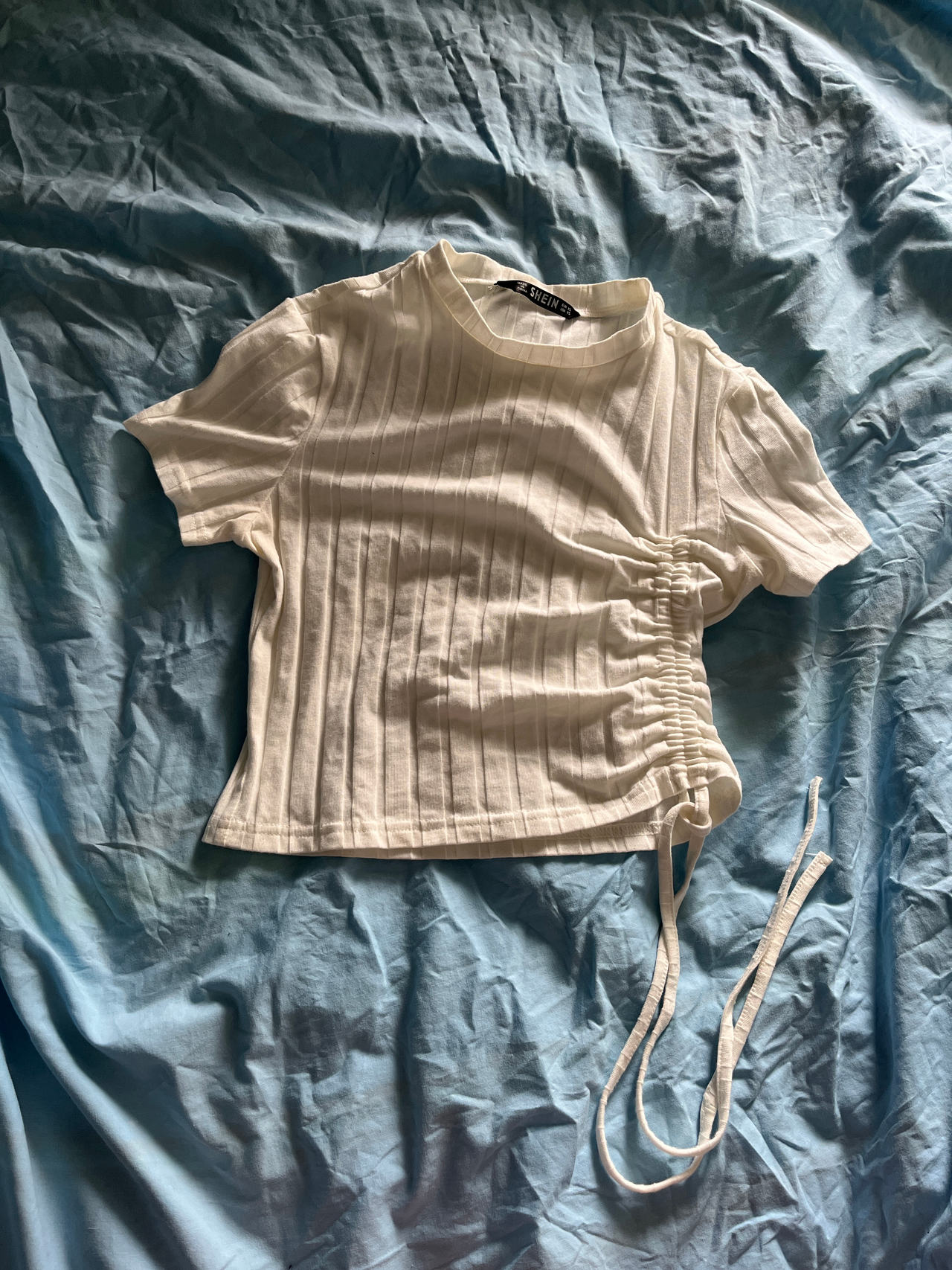 SHEIN Drawstring Side Ribbed Tee