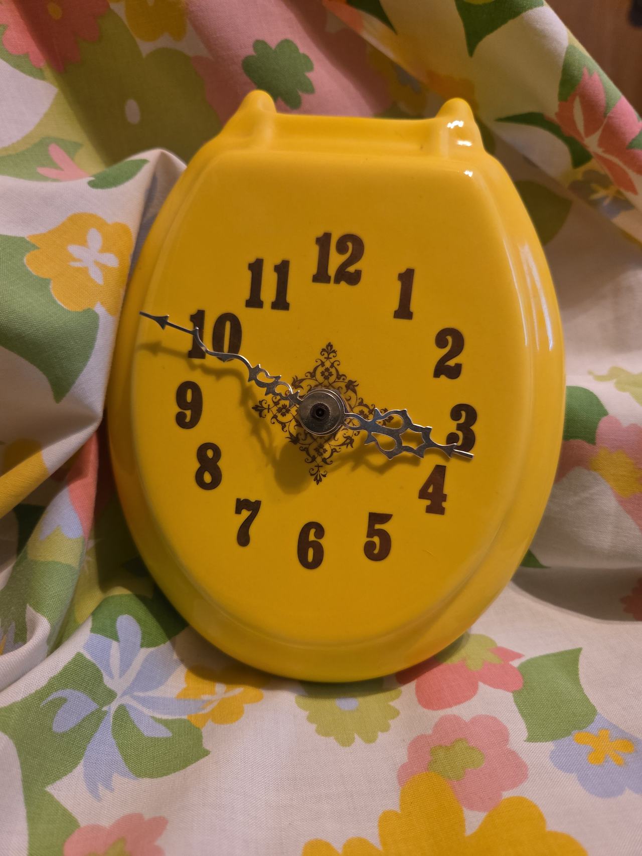 Vintage Yellow Toilet Seat Clock