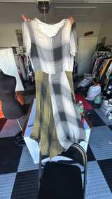 Zaba Plaid Mixed Print Raw Edge Dress - Image 8