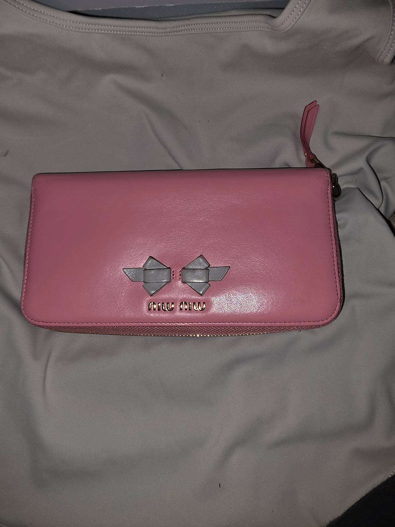 Miu Miu Madras Bow Zip-Around Wallet