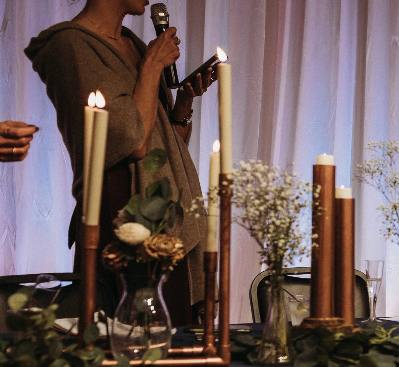 Industrial Copper Pipe Candle Holder Centerpiece