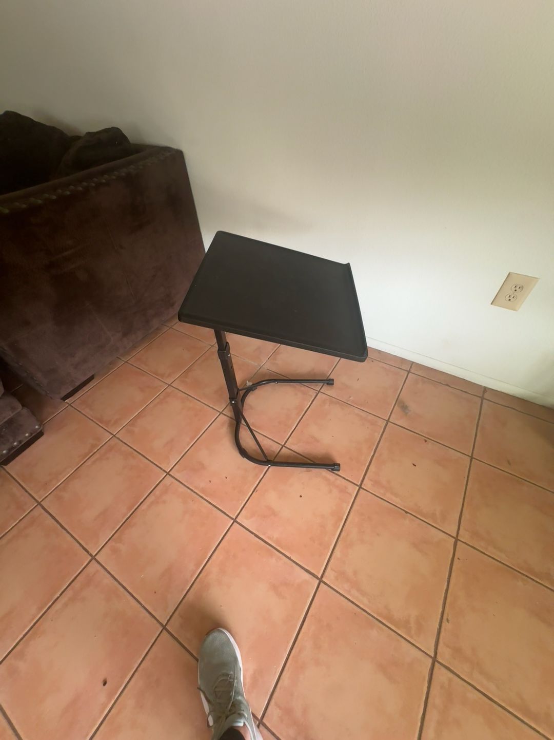 Adjustable Folding TV Tray Table Black