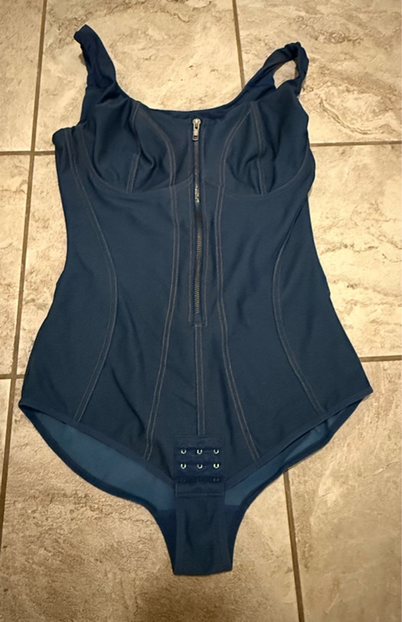 Popilush Denim Tummy Control Corset Shapewear Bodysuit Blue