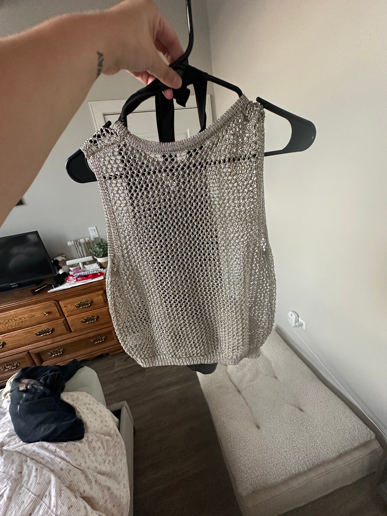 Metallic Mesh Tank Top