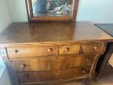 Antique Wooden Dresser with Mirror - Image 1