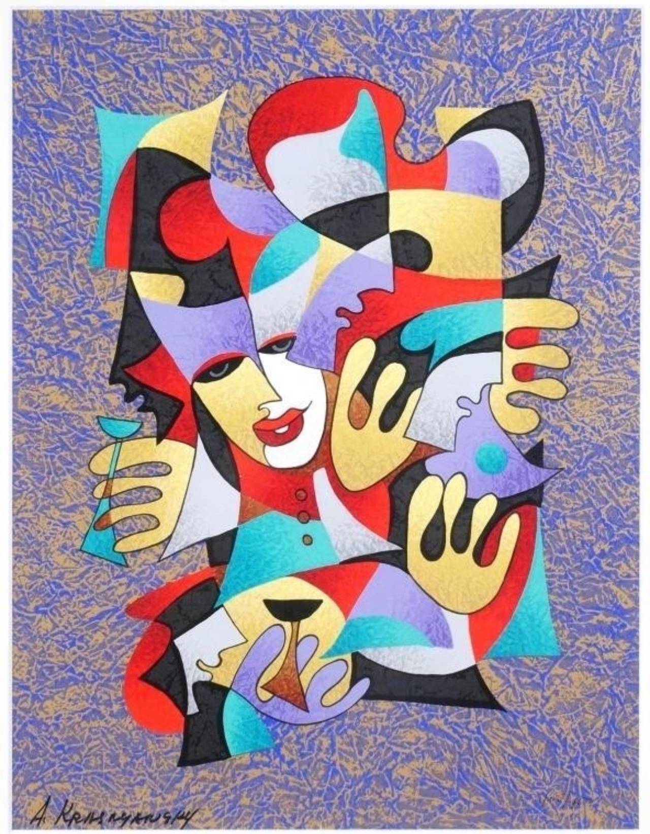 Anatoly Krasnyansky Musical Sphere Serigraph. Woven Paper. Signed 378/450