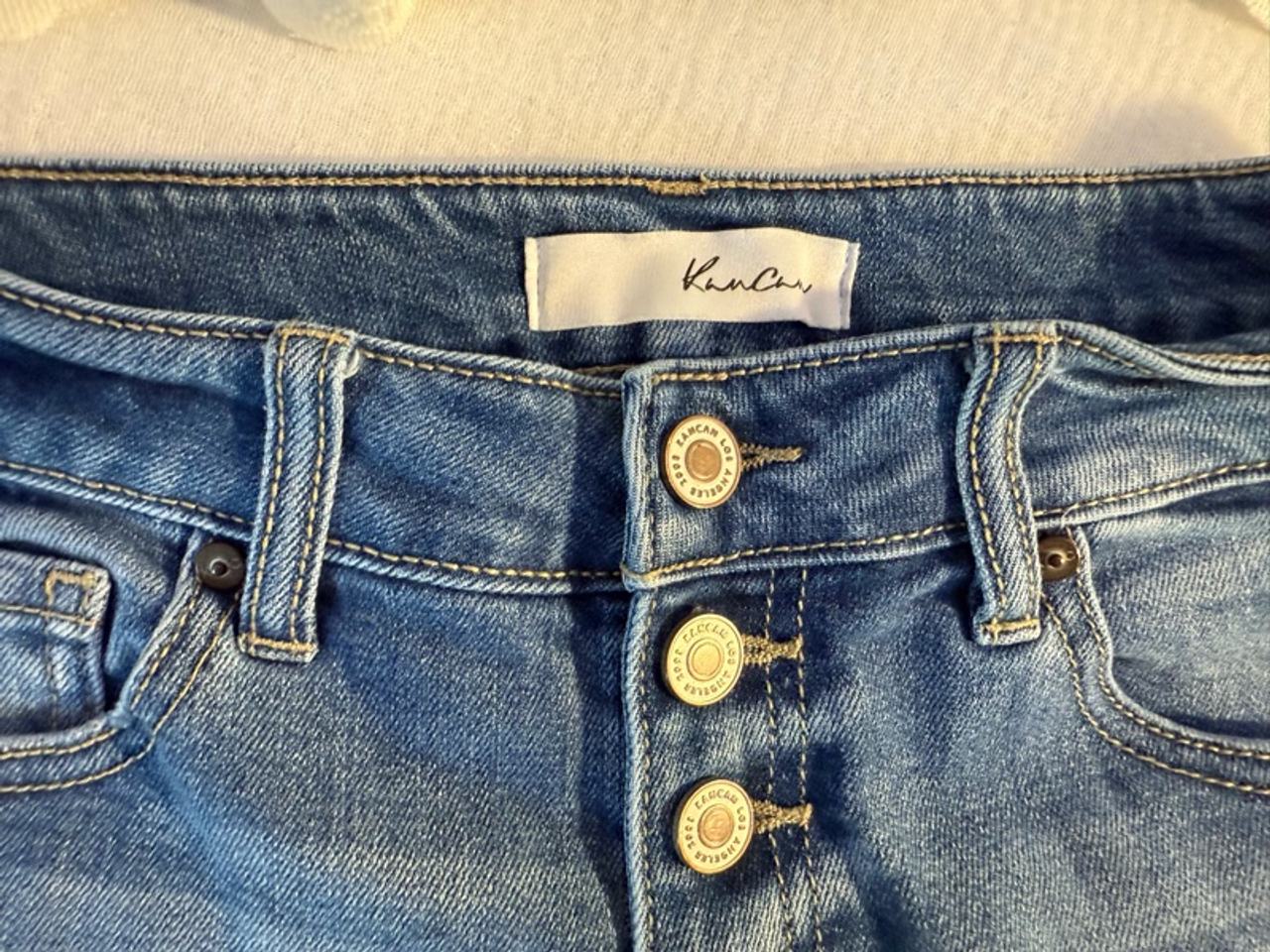 Kancan Clarie Mid Rise Boyfriend Distressed Denim Jeans shorts