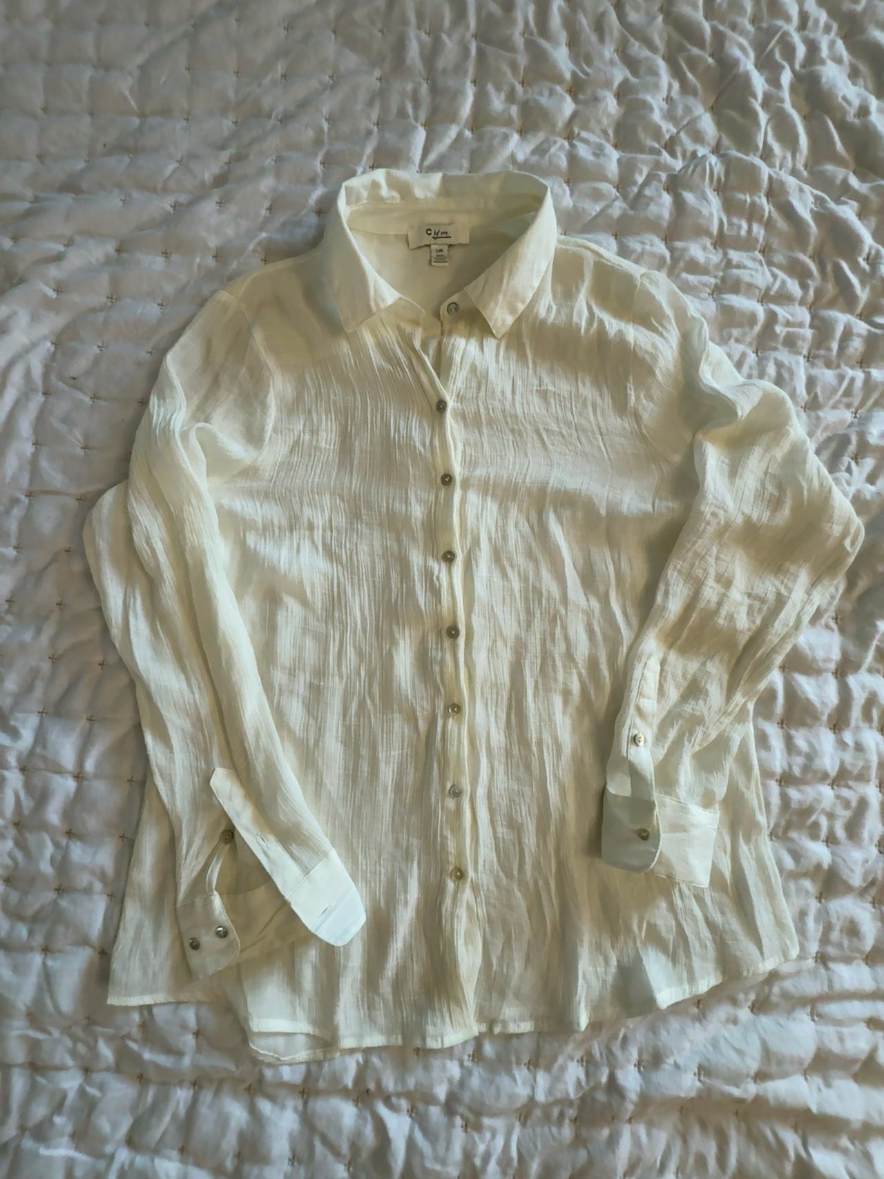 C by One Linen Gauze Shirt Ecru